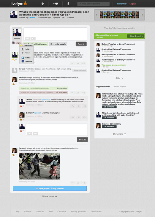 LiveFyre Fyre Page
